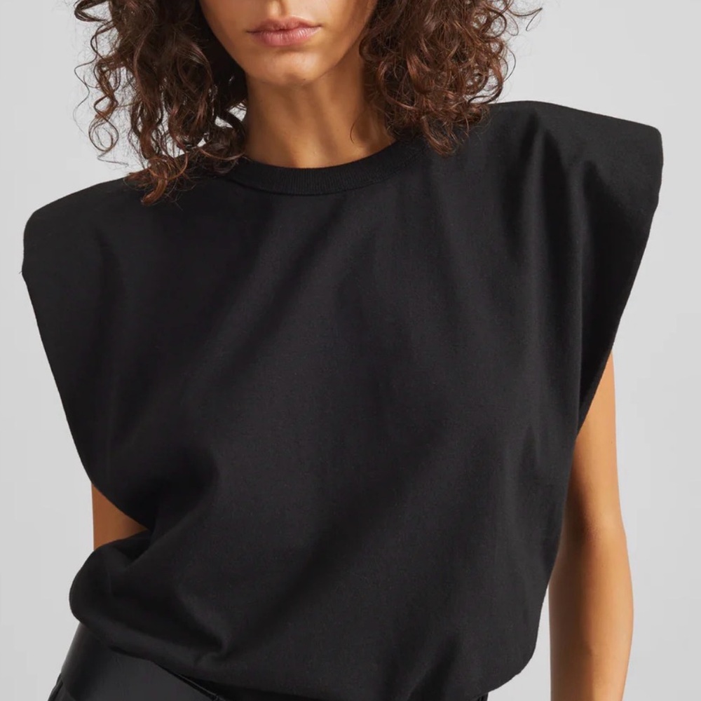 The Frankie Shop Eva Padded Muscle T-Shirt - Black